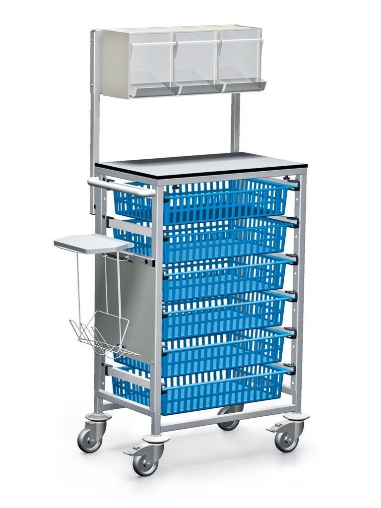 ZARGES multi-function cart with bar structure , standard rail and HPL worktop SKU 46440